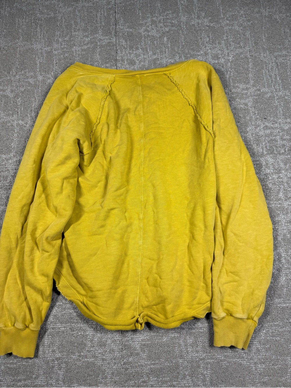 Anthropologie Pilcro Chartreuse Mustard Yellow Notch Sweatshirt size Small - Picture 7 of 7